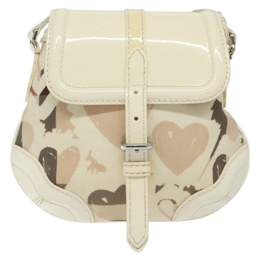 【日本直送】BURBERRY 單肩包 PVC 帆布 米色 銀色 正品 124738-12