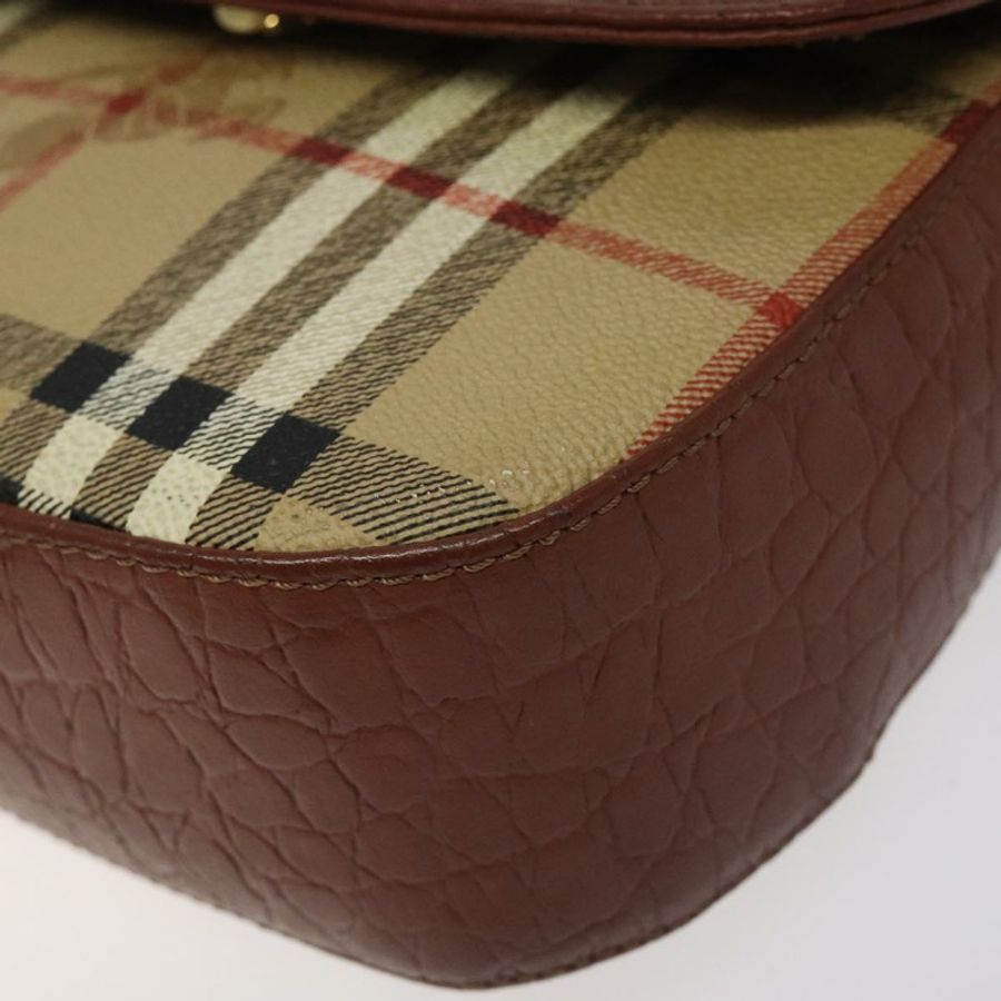 【日本直送】Burberrys Nova 格紋肩背包 PVC 米色 金色 正品 124690-8