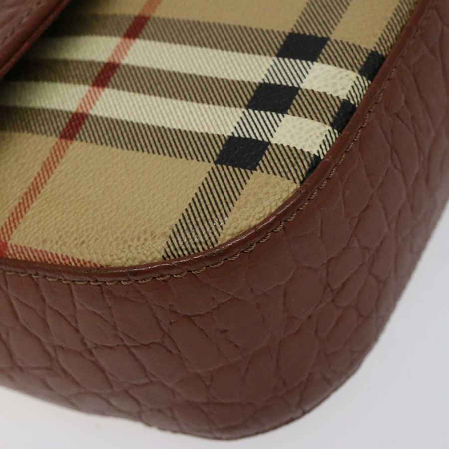 【日本直送】Burberrys Nova 格紋肩背包 PVC 米色 金色 正品 124690-13
