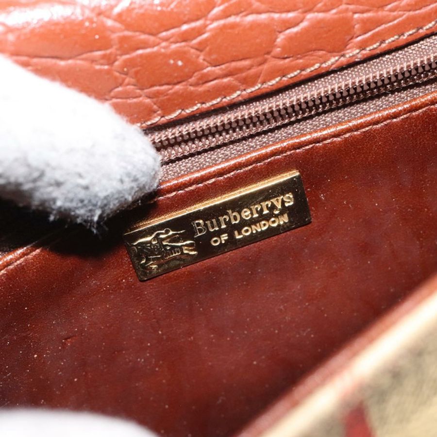 【日本直送】Burberrys Nova 格紋肩背包 PVC 米色 金色 正品 124690-17
