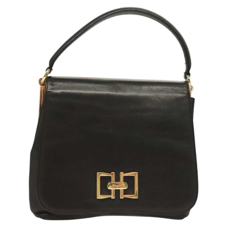 【日本直送】Salvatore Ferragamo 手提包 皮革 黑色 金色 正品 BD2131-12