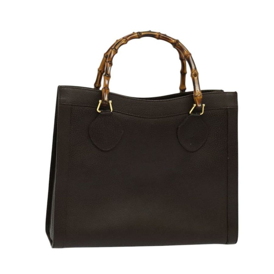【日本直送】GUCCI 竹節手提包 皮革 棕色 金色 正品 ep8928-0