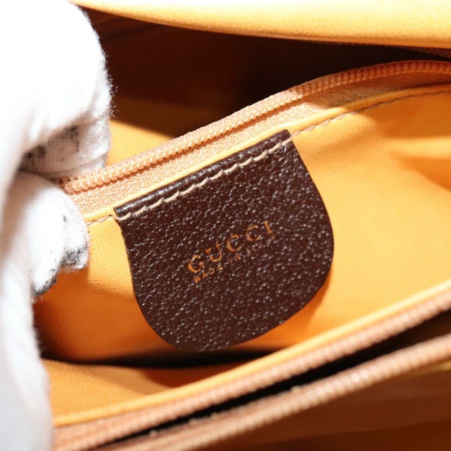 【日本直送】GUCCI 竹節手提包 皮革 棕色 金色 正品 ep8928-16