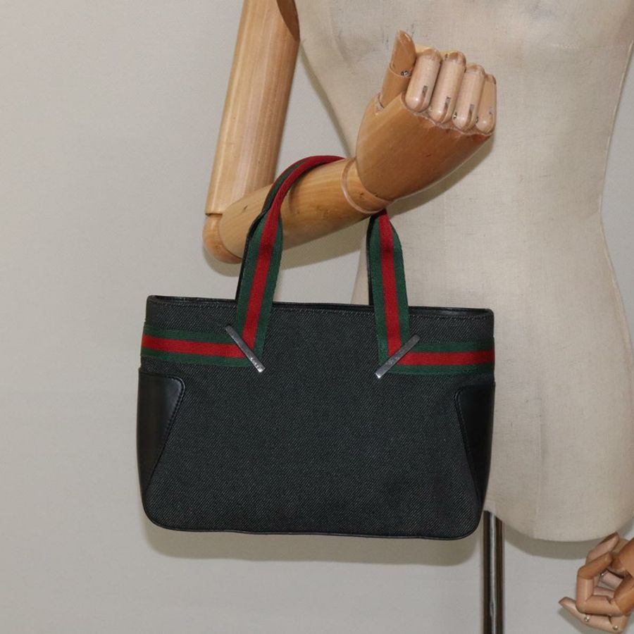 【日本直送】GUCCI Web Sherry Line 手提包 帆布 黑色 73984 正品 SW831-20