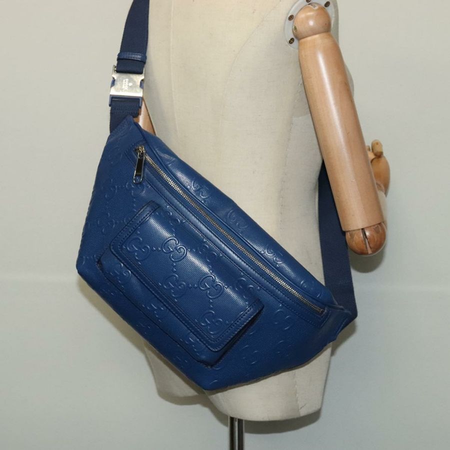 【日本直送】GUCCI GG 壓花斜背包 銀藍色 645093 正品 am8486-20