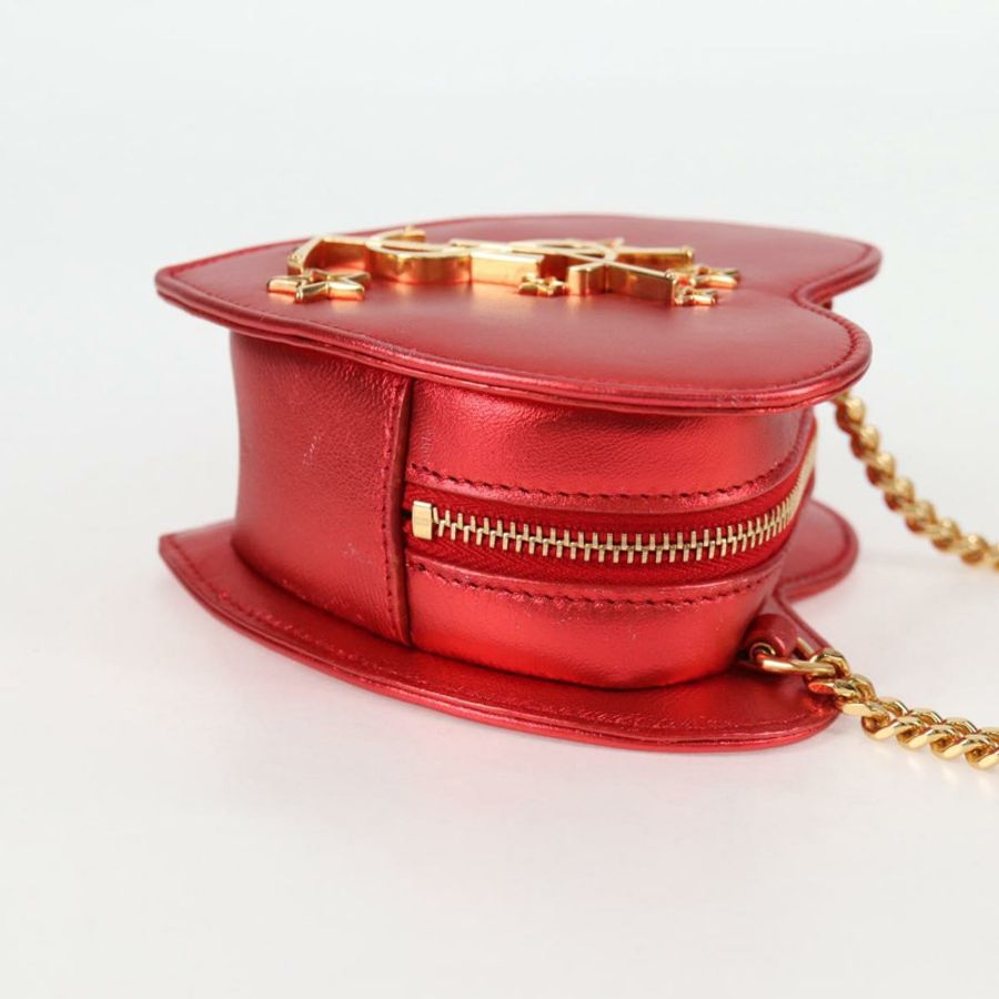 【日本直送】SAINT LAURENT 鏈條單肩包 皮革 紅色 金色 正品 BD2192M-3