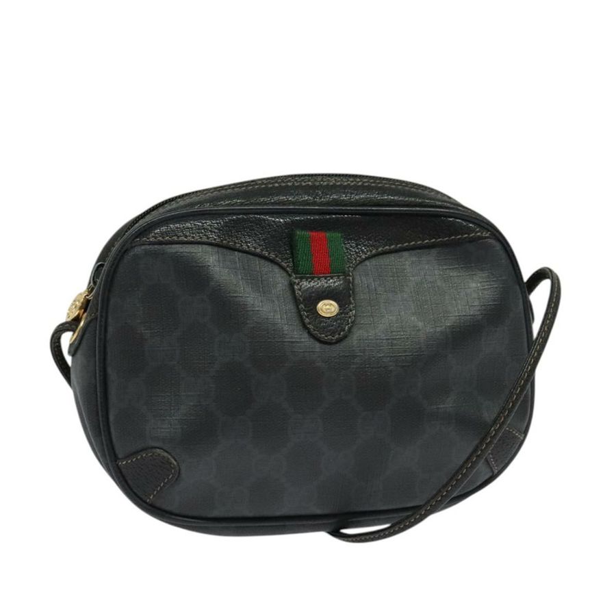【日本直送】GUCCI GG Supreme Web Sherry Line 單肩包 PVC 黑色 156 02 066 正品 126298-0