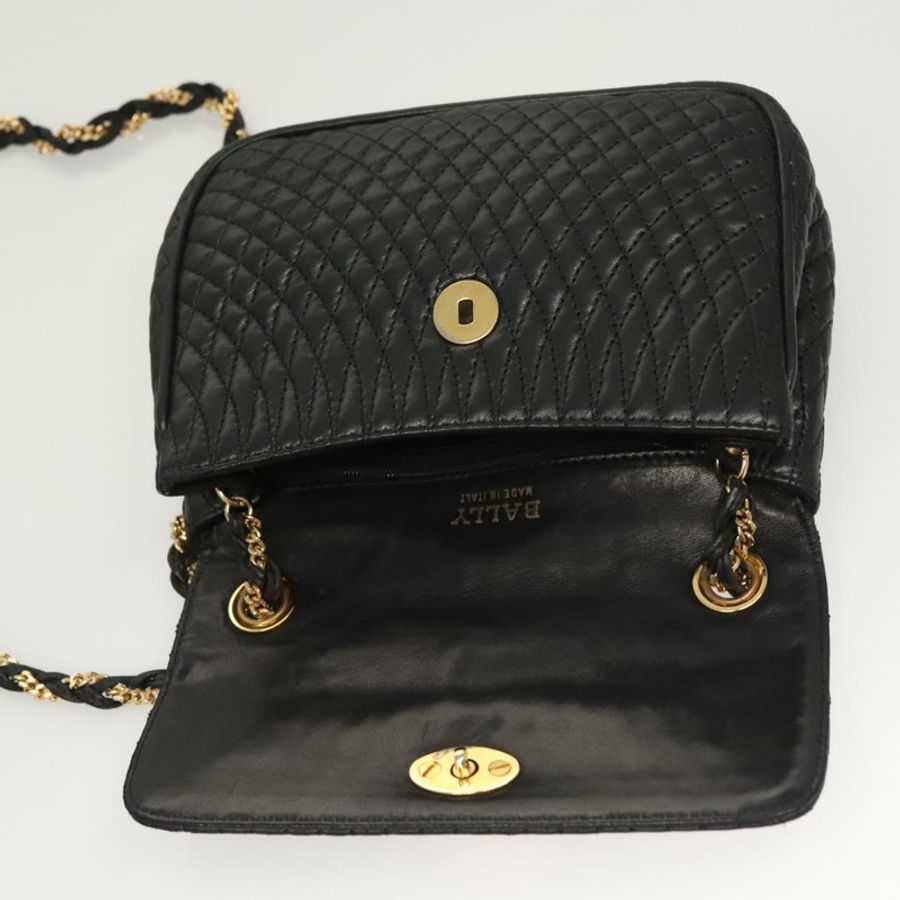 【日本直送】BALLY 鏈條單肩包 皮革 黑色 金色 正品 125935-10