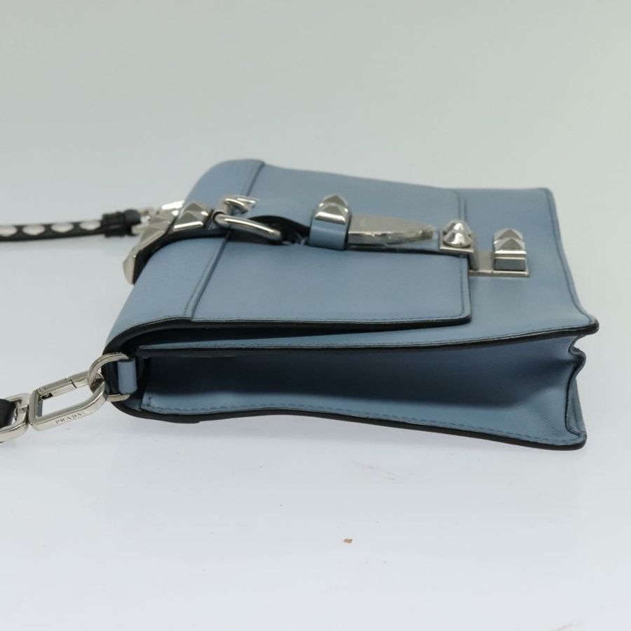【日本直送】PRADA 皮革肩背包 淺藍色 銀色 正品 118618-2