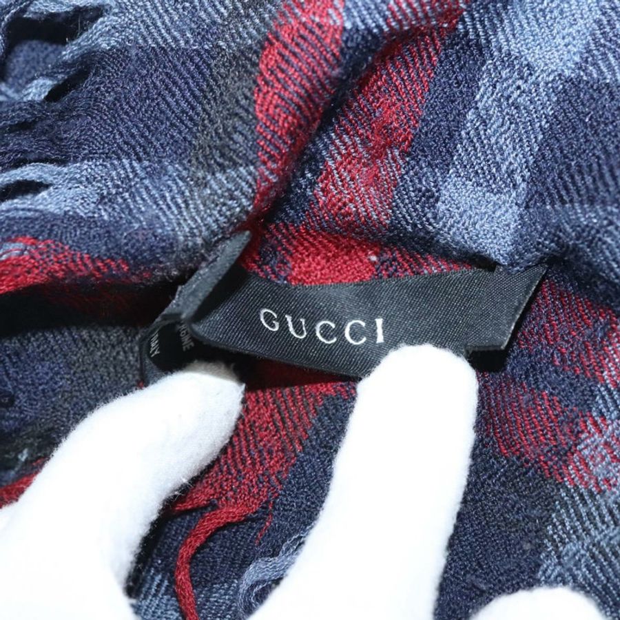 【日本直送】GUCCI 羊毛披肩 海軍藍 Auth SW820-9