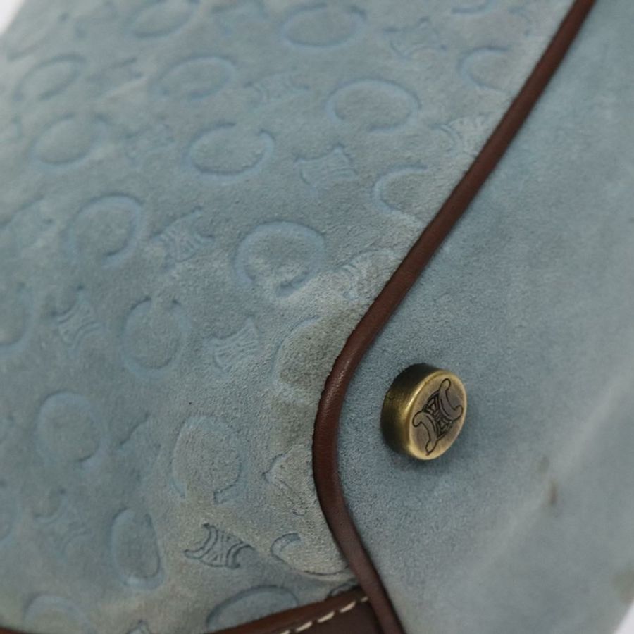 【日本直送】CELINE C Macadam帆布單肩包 麂皮 皮革 藍色 金色 Auth mr1329-13