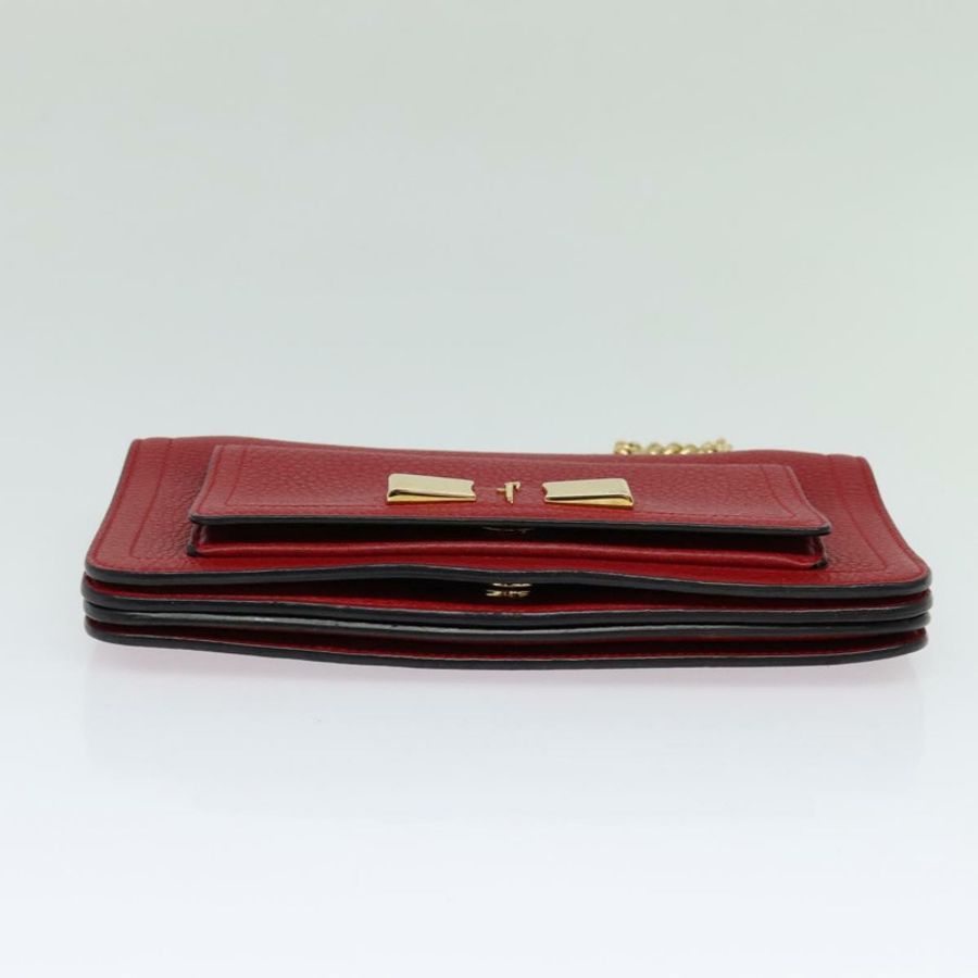 【日本直送】Salvatore Ferragamo Vala 鏈條單肩包 皮革 紅色 金色 正品 gh168-4