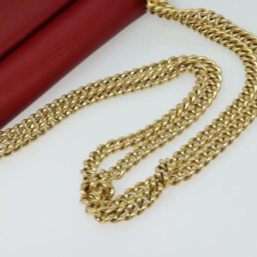 【日本直送】Salvatore Ferragamo Vala 鏈條單肩包 皮革 紅色 金色 正品 gh168-6