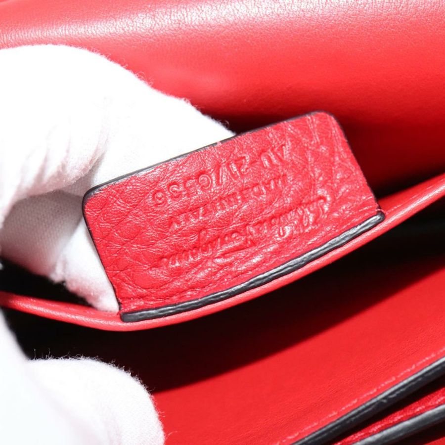 【日本直送】Salvatore Ferragamo Vala 鏈條單肩包 皮革 紅色 金色 正品 gh168-11