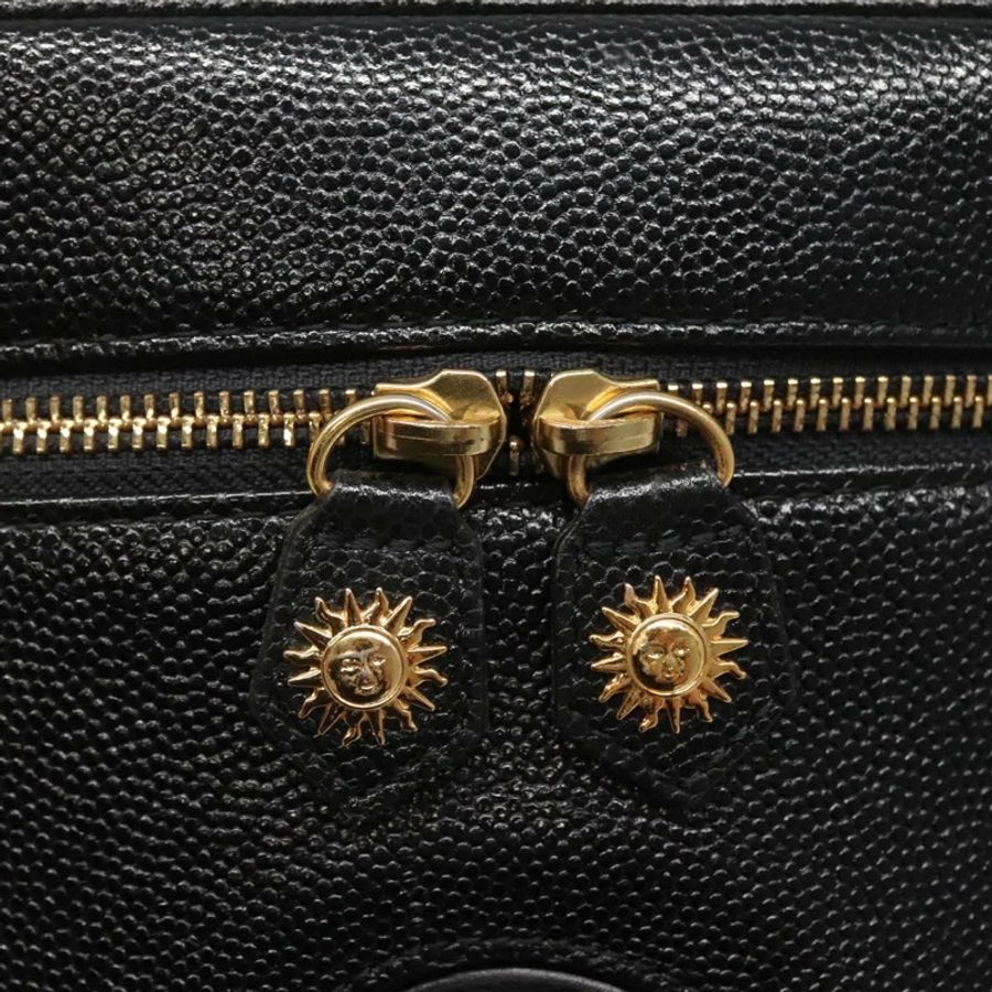 【日本直送】范思哲 (VERSACE) 皮革黑色金色化妝包,正品 bs26703-9