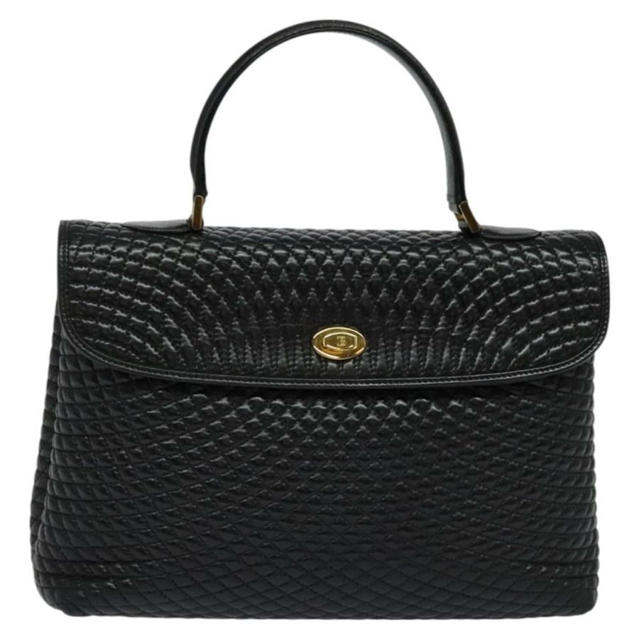 【日本直送】BALLY 絎縫手提包 皮革 黑色 金色 正品 BA3175-1