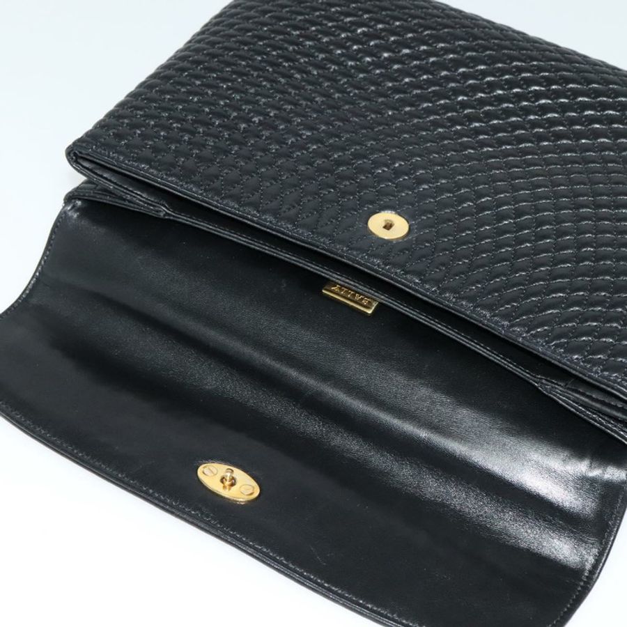 【日本直送】BALLY 絎縫手提包 皮革 黑色 金色 正品 BA3175-14
