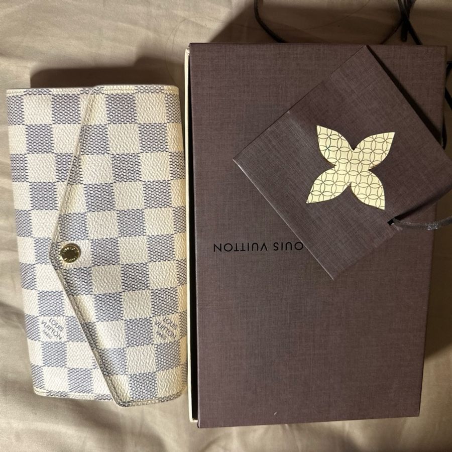LV 路易威登白色棋盤格長夾皮夾-4