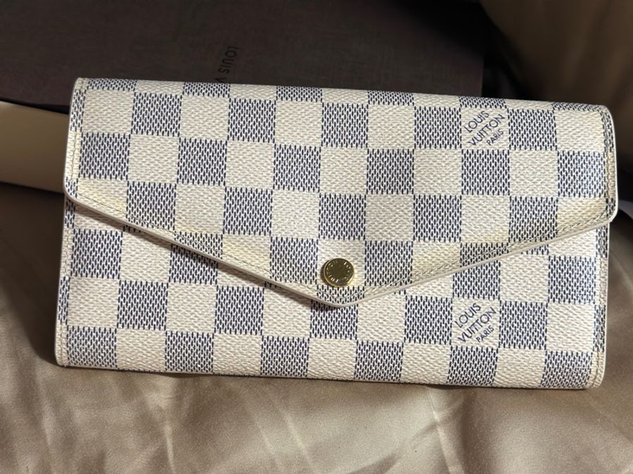 LV 路易威登白色棋盤格長夾皮夾-7