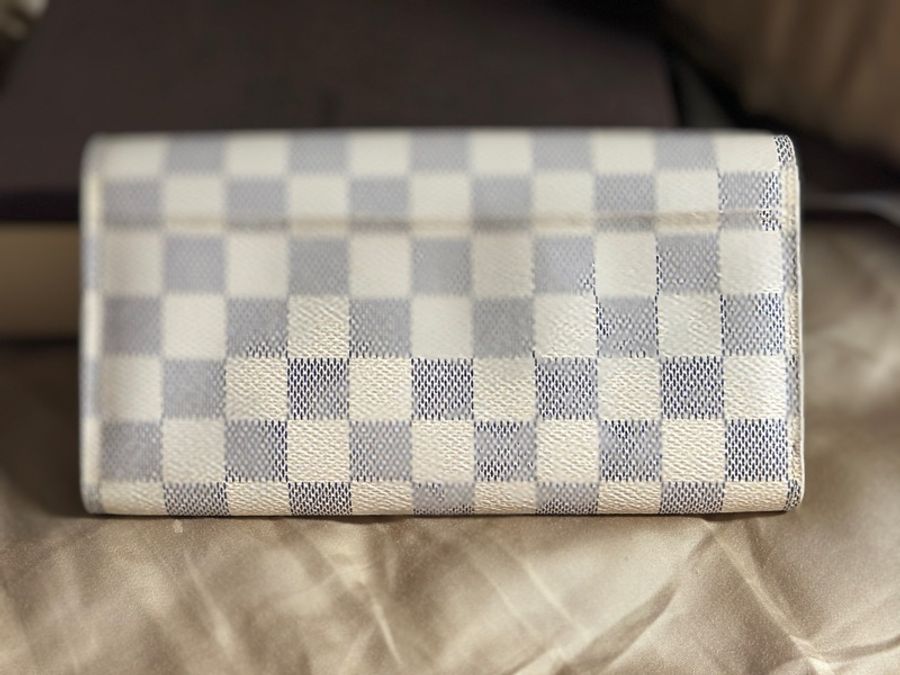 LV 路易威登白色棋盤格長夾皮夾-8