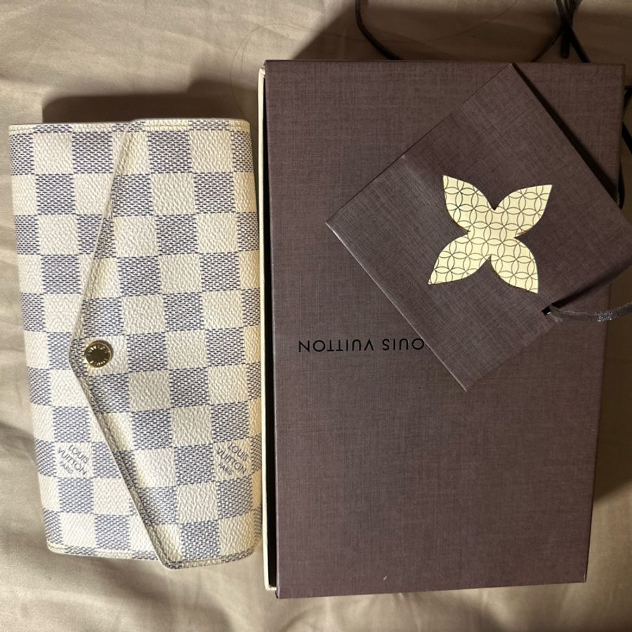 LV 路易威登白色棋盤格長夾皮夾-16