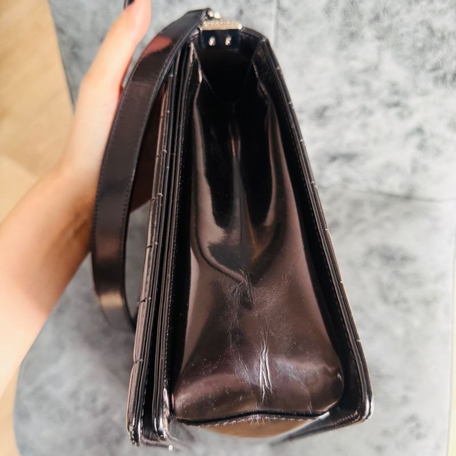8.5成新 Chanel boy Chanel 經典翻蓋款式#鏈包#漆皮#黑#大款-2