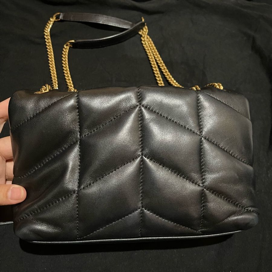 SAINT LAURENT 黑色金釦PUFFER MINI(附台灣購證)-7