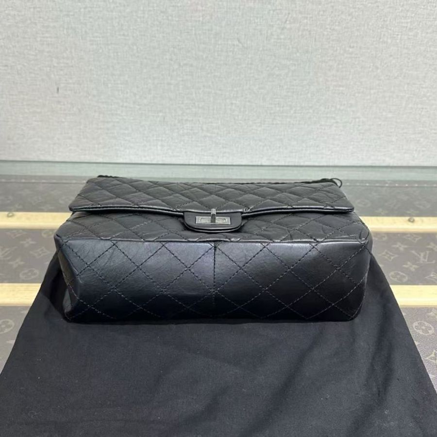 ✨CHANEL 黑銀2.55中號肩背斜背鍊條包28*18*8 98新配件盒子塵袋保卡-3