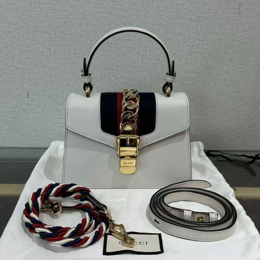 ✨GUCCI 塞爾維亞白金小號肩背斜背包20*14*8 98新配件塵袋-1