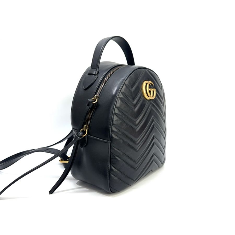 Gucci 黑牛皮Marmont 金釦手提後背包-1