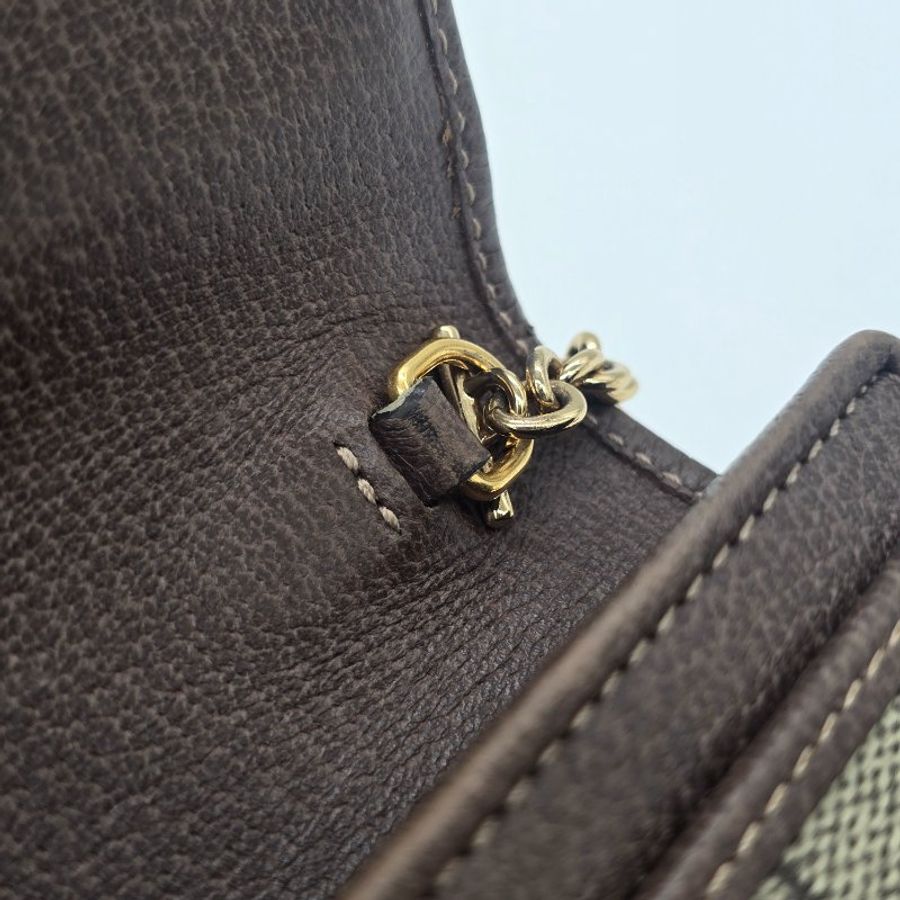 GUCCI GG OPHIDIA系列 WOC 咖色鏈條錢包-7