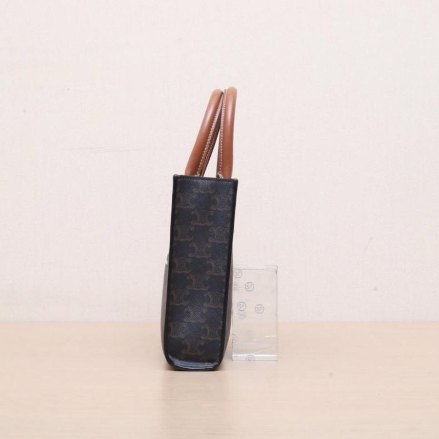 CELINE(思琳) Cabas 豎款手袋 Mini 凱旋門印花 褐色 人造革-1