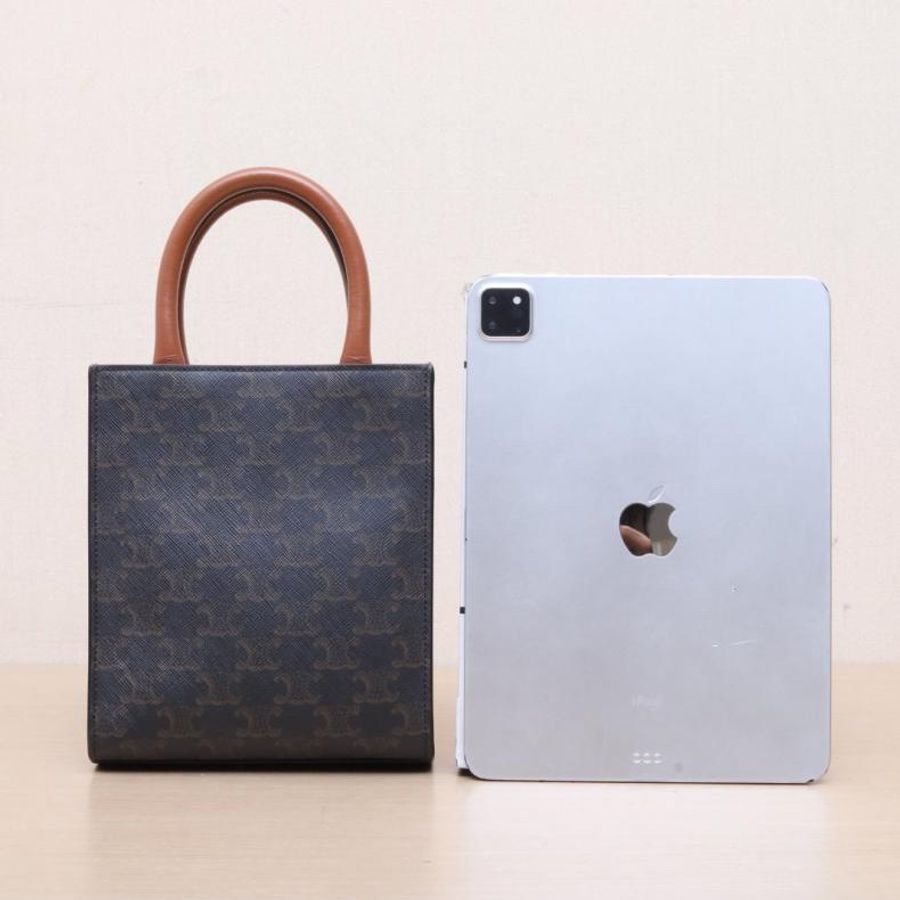 CELINE(思琳) Cabas 豎款手袋 Mini 凱旋門印花 褐色 人造革-2