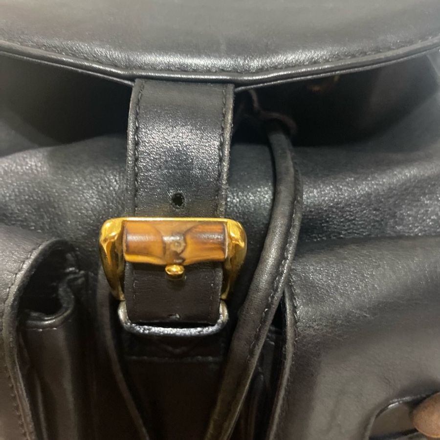 Gucci 竹節經典皮革後背包-17