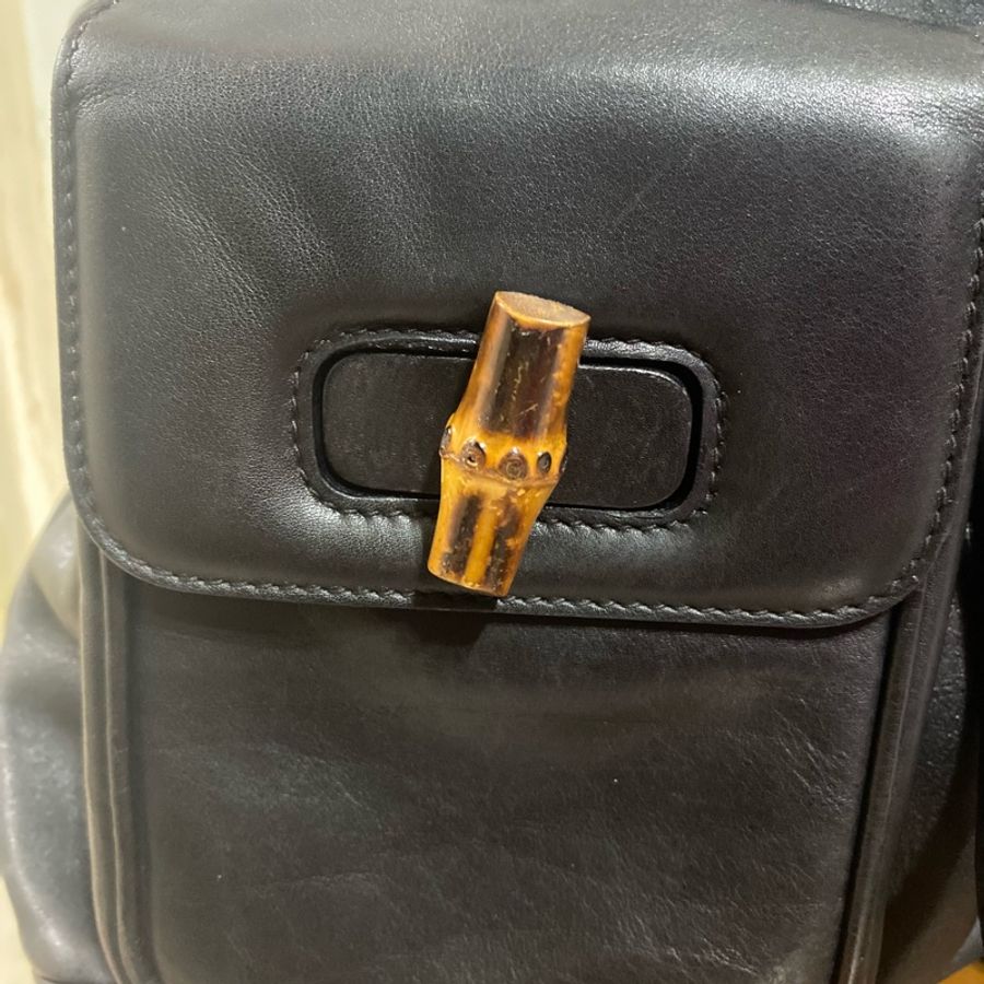 Gucci 竹節經典皮革後背包-18