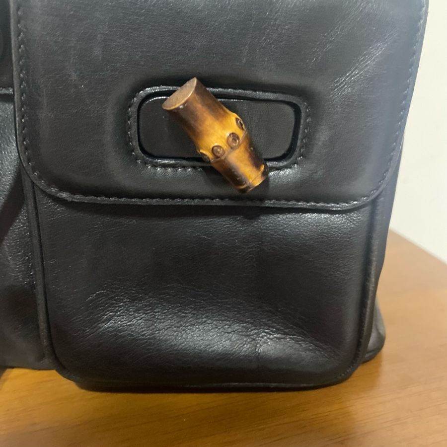 Gucci 竹節經典皮革後背包-19
