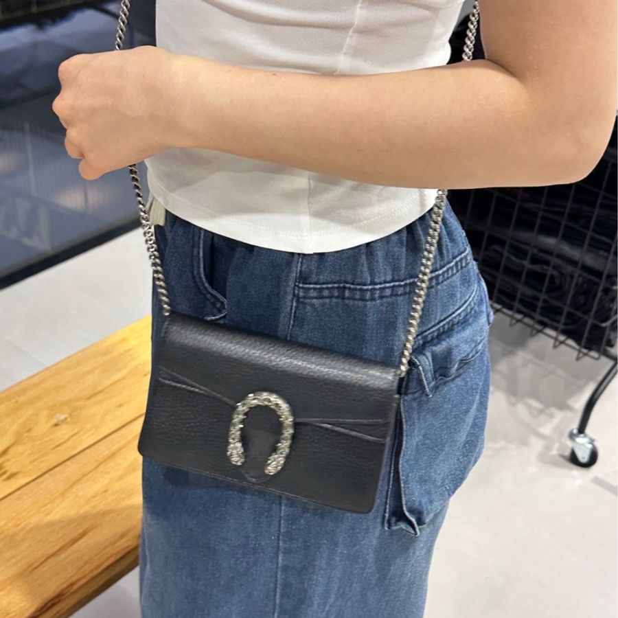 GUCCI古馳 Dionysus 虎頭扣鏈式肩帶 斜挎單肩包 女款-2
