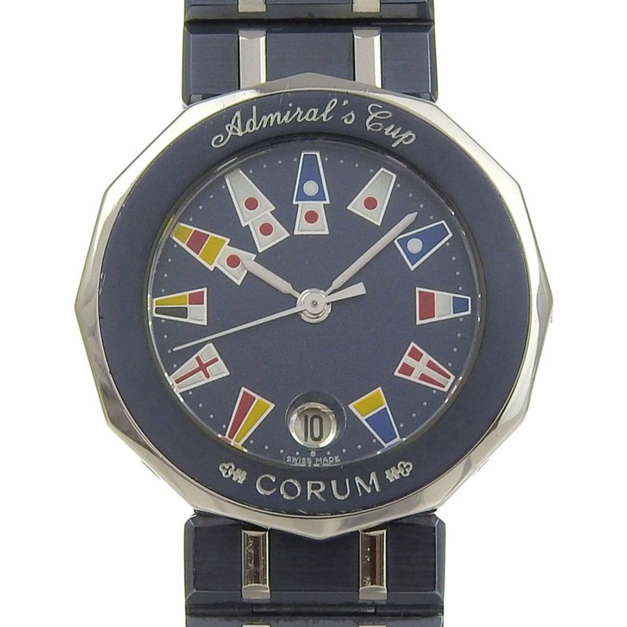 Corum 海軍上將杯腕錶 39.610.30.V50 不鏽鋼 x 槍藍色石英模擬顯示海軍藍錶盤海軍上將女款-0