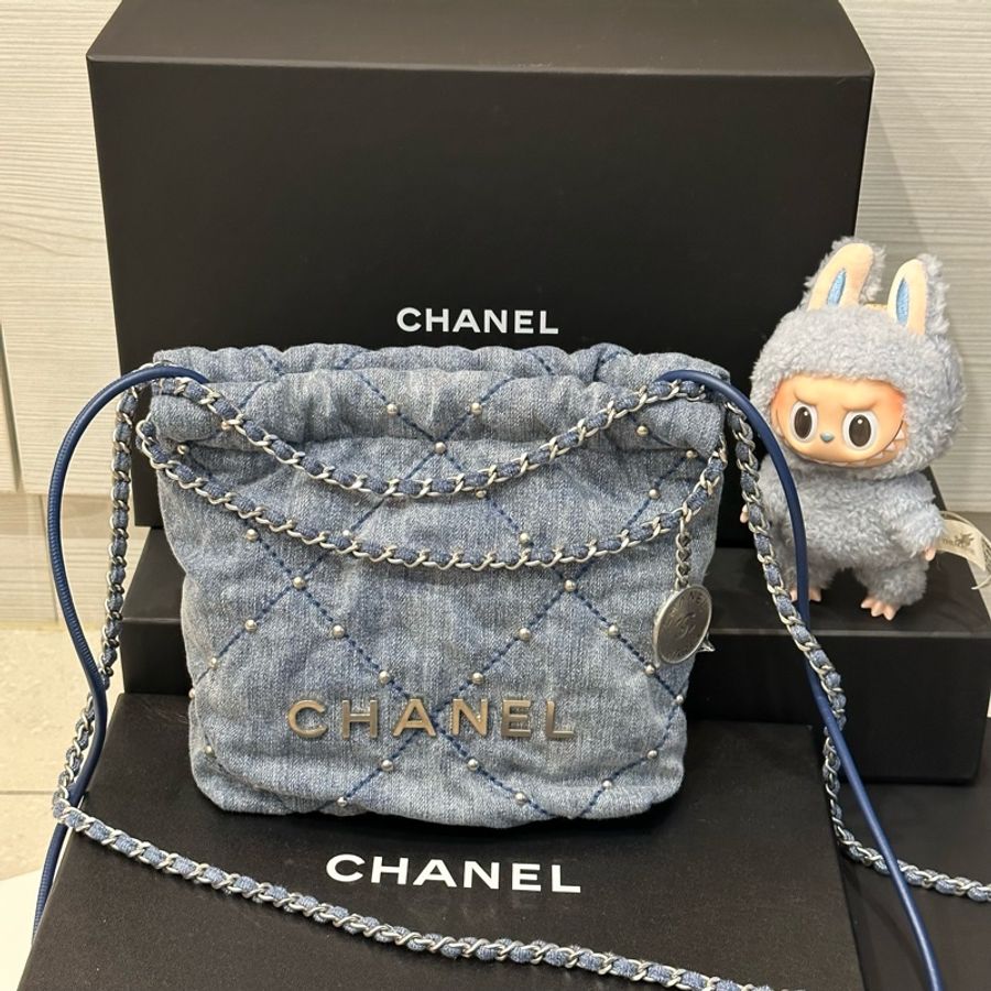 全新帶膜 去年購買 全配❤️ 香奈兒 #22bag #mini #牛仔 #丹寧-6