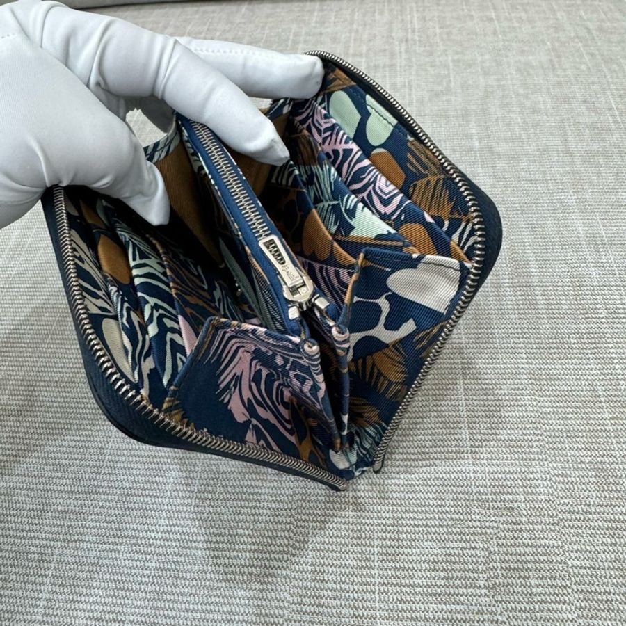 Hermes 愛馬仕 叢林愛心絲巾短夾 普魯士藍 B刻-29