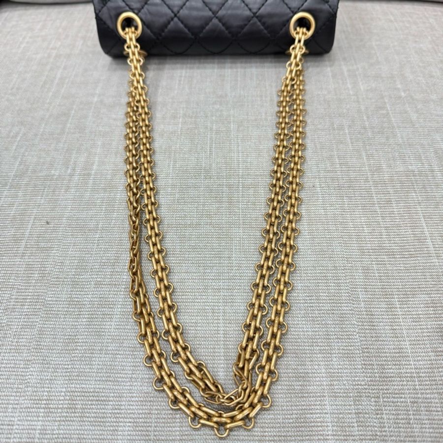 香奈兒 Chanel 2.55黑金mini 油臘牛皮 單肩背包 斜背包-23