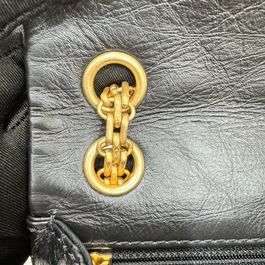 香奈兒 Chanel 2.55黑金mini 油臘牛皮 單肩背包 斜背包-27