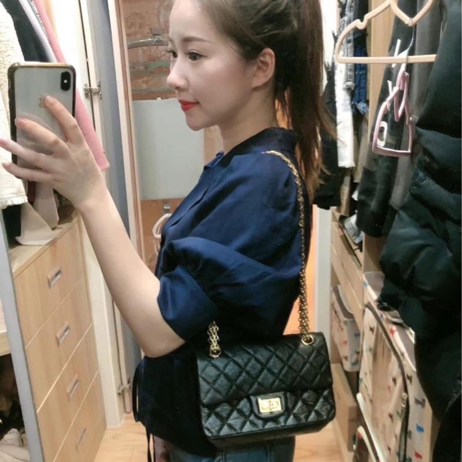 香奈兒 Chanel 2.55黑金mini 油臘牛皮 單肩背包 斜背包-34