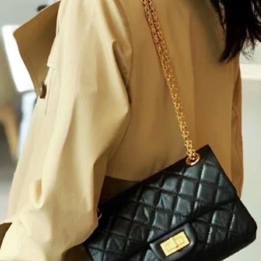 香奈兒 Chanel 2.55黑金mini 油臘牛皮 單肩背包 斜背包-36