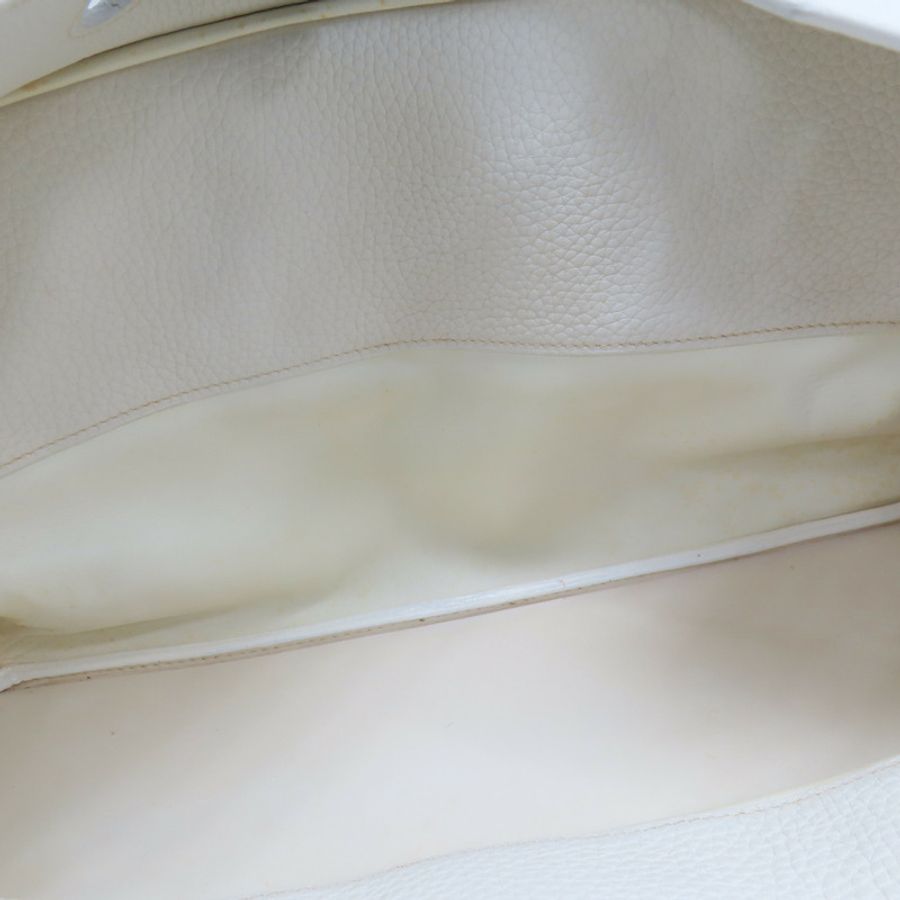 白色 皮革 JPG Shoulder Birkin 42 柏金包 手提包 口J刻 銀扣-4