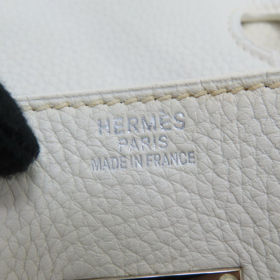 白色 皮革 JPG Shoulder Birkin 42 柏金包 手提包 口J刻 銀扣-6