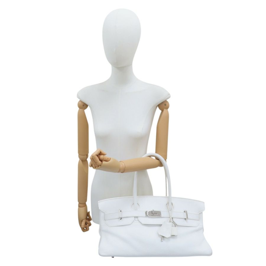 白色 皮革 JPG Shoulder Birkin 42 柏金包 手提包 口J刻 銀扣-8