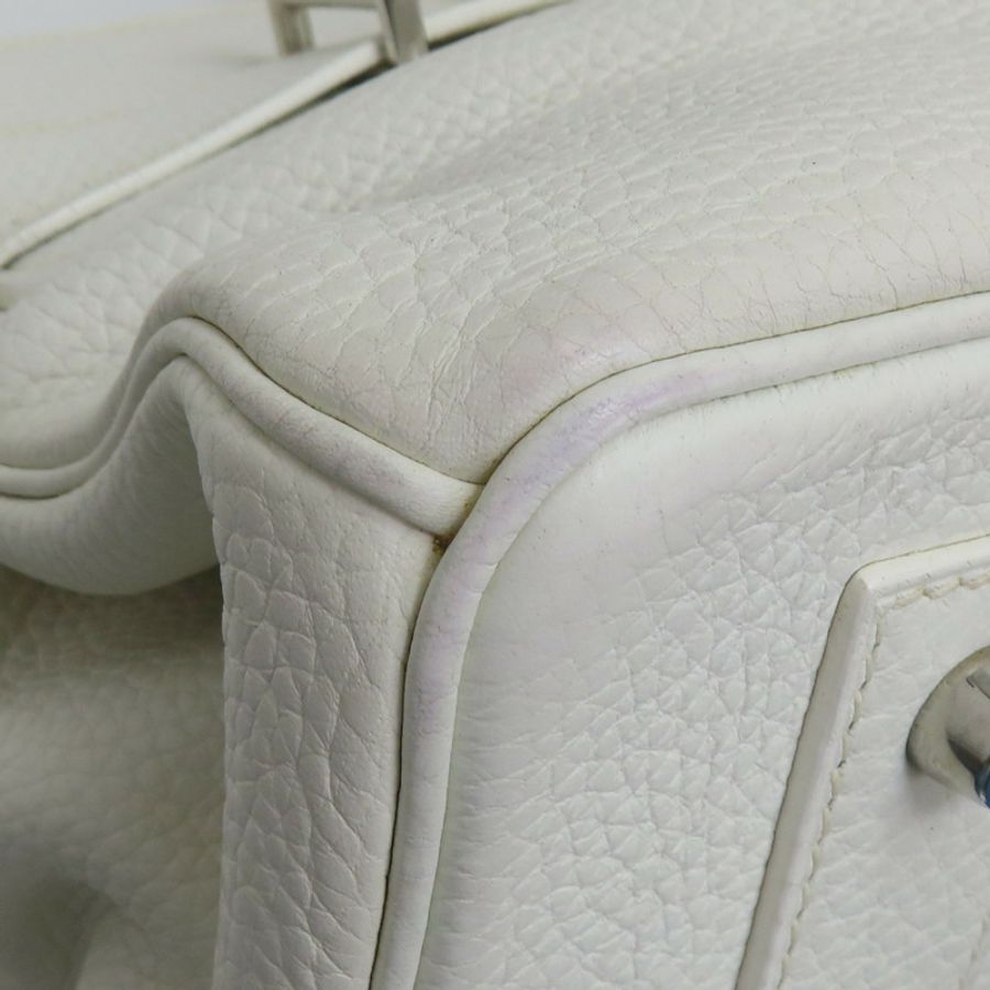 白色 皮革 JPG Shoulder Birkin 42 柏金包 手提包 口J刻 銀扣-9