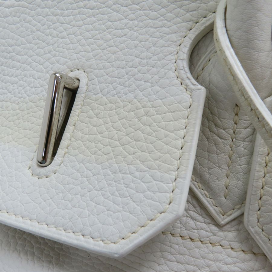 白色 皮革 JPG Shoulder Birkin 42 柏金包 手提包 口J刻 銀扣-16