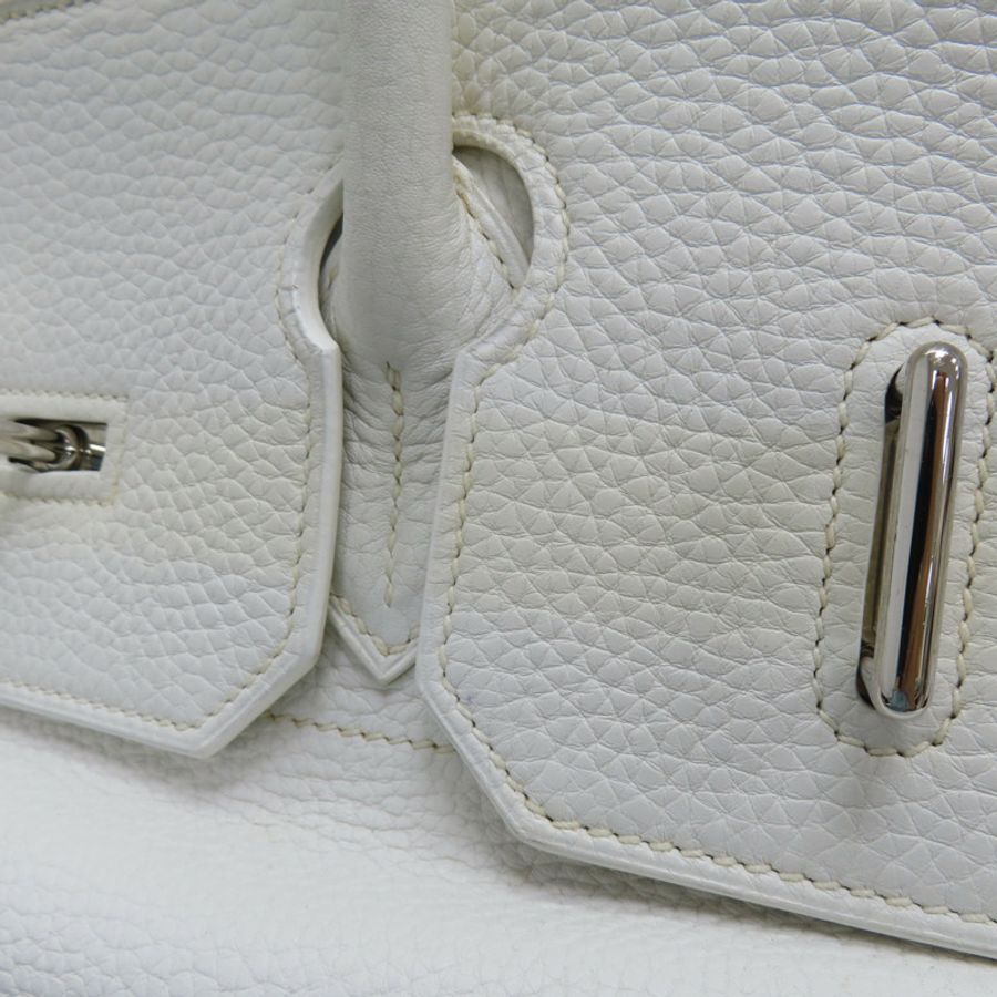 白色 皮革 JPG Shoulder Birkin 42 柏金包 手提包 口J刻 銀扣-17